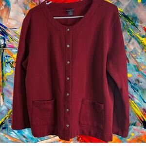 Laura Scott Large button down front pockets cotton blend red jacket. Fall/winter